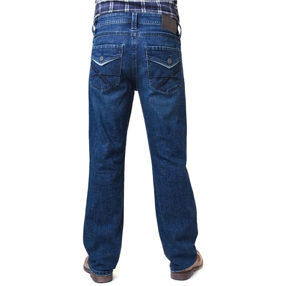 Axel Men's Boot Cut Slim Fit Back Buttoned Pockets Denim Jeans/Pants | NEW/NWT👖 - Picture 1 of 7